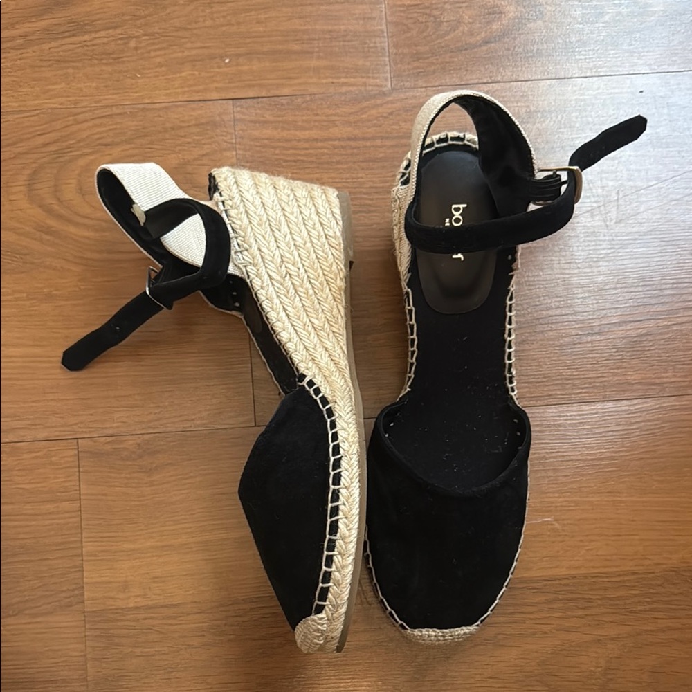 Botkier Black and Tan Espadrille Wedges